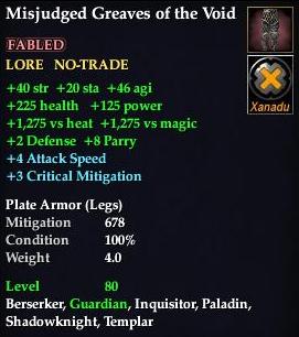 Misjudged Greaves of the Void