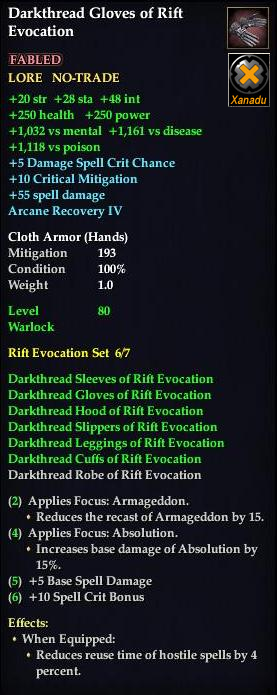 Darkthread Gloves of Rift Evocation