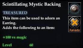 Stats of Scintillating Mystic Backing