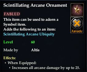 Stats of Scintillating Arcane Ornament
