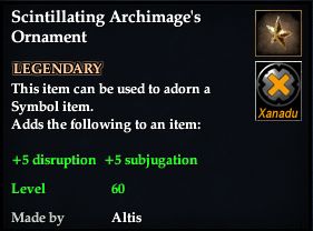 Stats of Scintillating Archimage's Ornament