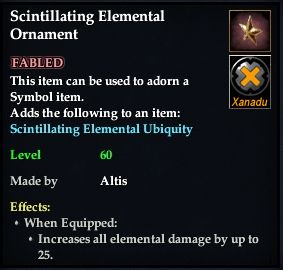 Stats of Scintillating Elemental Ornament