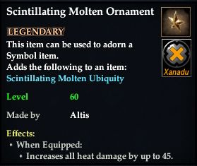 Stats of Scintillating Molten Ornament