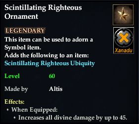 Stats of Scintillating Righteous Ornament