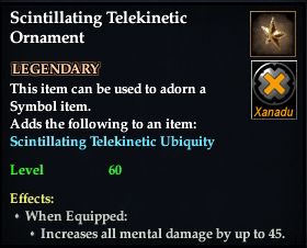 Stats of Scintillating Telekinetic Ornament