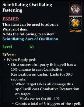 Stats of Scintillating Oscillating Fastening