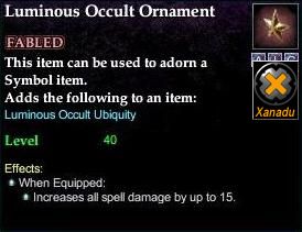 Stats of Luminous Occult Ornament