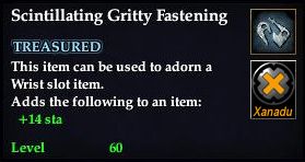 Stats of Scintillating Gritty Fastening