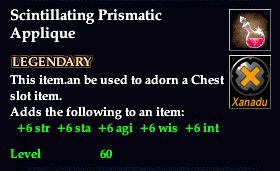 Stats of Scintillating Prismatic Applique