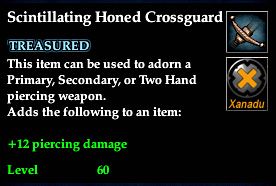 Stats of Scintillating Honed Crossguard