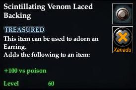 Stats of Scintillating Venom Laced Backing