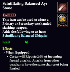 Stats of Scintillating Balanced Ayr Stone