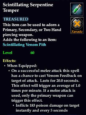 Stats of Scintillating Serpentine Temper