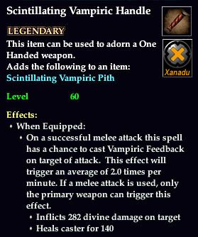 Stats of Scintillating Vampiric Handle