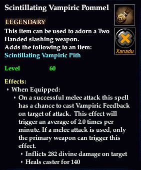 Stats of Scintillating Vampiric Pommel