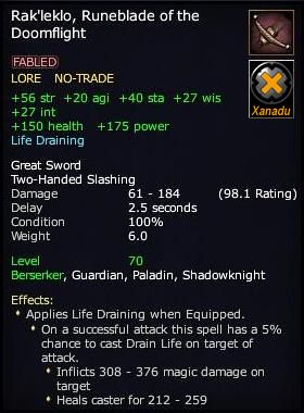Rak'leklo, Runeblade of the Doomflight