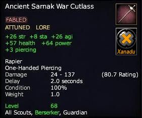 Ancient Sarnak War Cutlass